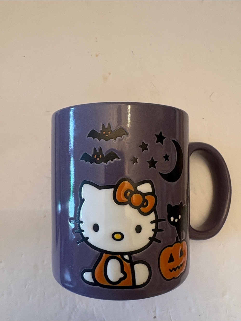 Hello Kitty Purple Halloween Ceramic Mug with Orange Accents